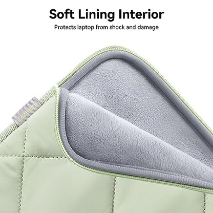 LANDICI Puffy Laptop Sleeve Carrying Case 14 15 Inch Compatible with MacBook Pro 14/15, MacBook Air M2 15, Surface Laptop 4/5, Chromebook 14, Cute Computer Cover Bag with Accessories Pouch, Green - color: Mint Green, size: 14-15 Inch