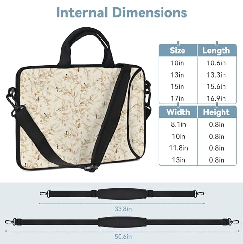 17 inch Laptop Shoulder Bag Carrying Case with Handle Fits 15.6/16/17/17.3/17.4 inch Laptop Notebook (Branches Birds, 16-17.3 inch) - color: Branches Birds