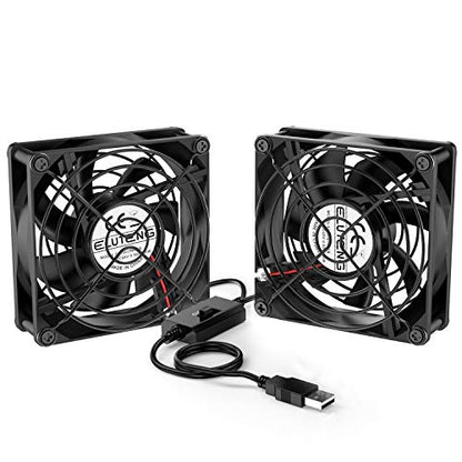 ELUTENG Dual USB Fan 80mm, 3 Speed Adjustable USB Ventilator with 2750RPM | 5V Computer Cooling Fan for Computer/Laptop/Router/TV Cabinet/DVR/Xbox/Game Console Cooling - size: 80mm