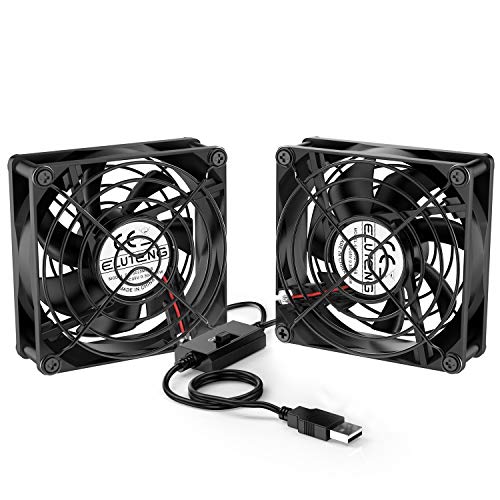 ELUTENG Dual USB Fan 80mm, 3 Speed Adjustable USB Ventilator with 2750RPM | 5V Computer Cooling Fan for Computer/Laptop/Router/TV Cabinet/DVR/Xbox/Game Console Cooling - size: 80mm