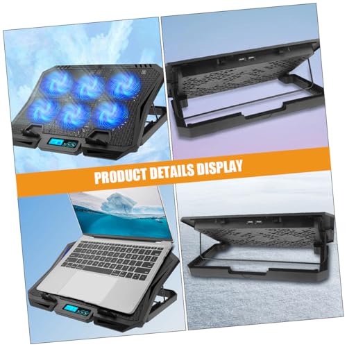 SOLUSTRE Laptop Cooling Pad with 6 Quiet Fans, 15.6-inch Adjustable Speed Laptop Cooler Stand with Blue Led, Portable Cooling Holder for Gaming and Office Use