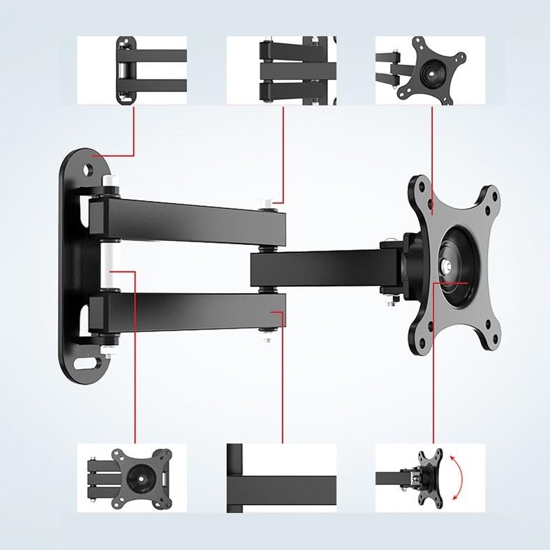 Monitor Stand Single Monitor Wall Mount for Most 10-27" Monitors Within 33.0 lbs, Full Motion Adjustable Wall Mount Articulating Arms Swivel Tilt Extension Rotation Monitor Stand Desk arm