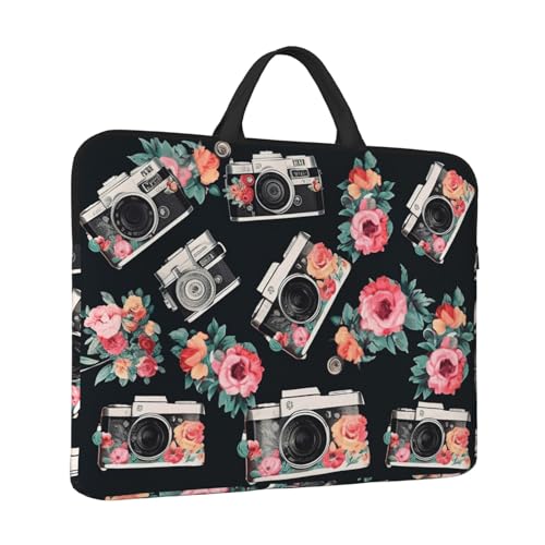14 Inch Laptop Sleeve Case Waterproof Travel Laptop Bag Handbag Shockproof Protective Computer Cover Flower Camera Carrying Bag Briefcase with Handle for 13-14 Inch Notebook