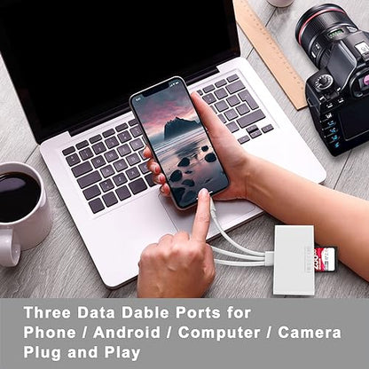 5-in-1 Memory Card Reader, USB OTG Adapter & SD Card Reader for i-Phone/i-Pad, USB C and USB A Devices with Micro SD & SD Card Slots, Supports SD/Micro SD/SDHC/SDXC/MMC - color: white