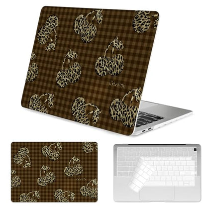Seorsok Compatible with MacBook Air 13 Inch Case 2022 2021 2020-2018 Release A1932 A2179 M1 A2337,Classic Leopard Grain&Cherry Plastic Hard Shell Case with Keyboard Cover,Dark Brown Checkerboard - color: Dark Brown Checkerboard