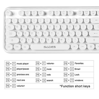 White Wireless Keyboard and Mouse Combo, Cute Bubble Keyboard with Round Keys,2.4Ghz Full Szie Aesthetic Minimalist Keyboard with Number Pad for PC Laptop Desktop - color: White wireless keyboard and mouse