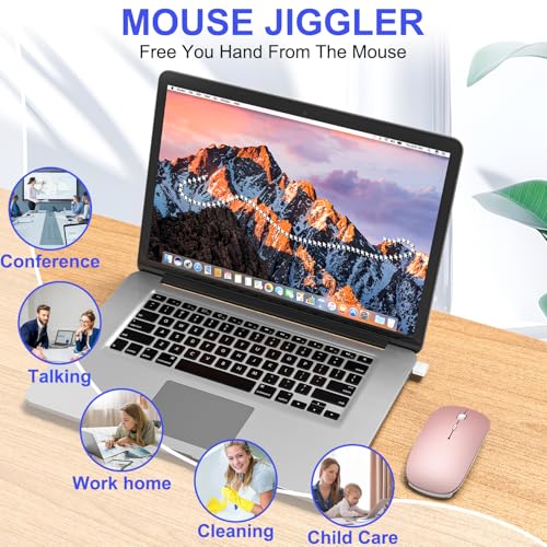 Bluetooth Wireless Mouse for MacBook Air Mac Pro Laptop Computer iPad Pad PC Laser Optical Rechargeable Mini Slim Silent Mouse Widely Used Desktop Hp iMac with USB-A/C& Mouse Jiggler(Rose Gold) - color: Rose Gold