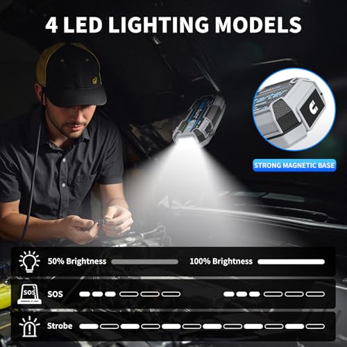 2000A Battery Jumper PD100W Fast Charging Portable Power Bank IP67 Waterproof Jump Box for Car,Exclusive Magnetic Hook, 4 Mode LED Flashlight,12V Portable Battery Booster for Cars Trucks SUV
