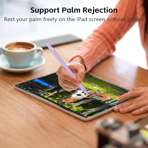 TaIYanG iPad Stylus Pen for iPad 2018-2026, Palm Rejection, Fast Charging | Tilt Sensitivity, for iPad Pencil A16 /10/9/8/7/6, Pro 11/13" (M5/M4),Air M4/M3/M2/5th/4th, Pro 11/12.9", Mini 6/5, Purple - color: Purple
