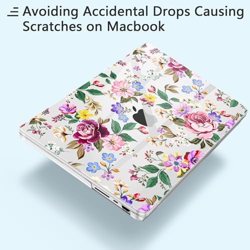 for New MacBook Pro 14 inch Case 2025 M5 2024 M4 2023 Release– Fashionable Lightweight Floral Design Transparent HD Clear Laptop Shell, with TPU Keyboard Cover & OTG Adapters, Flowers - color: Flowers