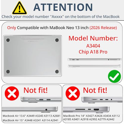 AKIT Compatible with MacBook Neo 13 inch Case 2026 Release Model A3404 with A18 Pro Chip, [Ultra-Thin] Hard Shell Case&Keyboard Cover&Screen Protector for New MacBook Neo 13 inch, Crystal Citrus - color: Crystal Citrus