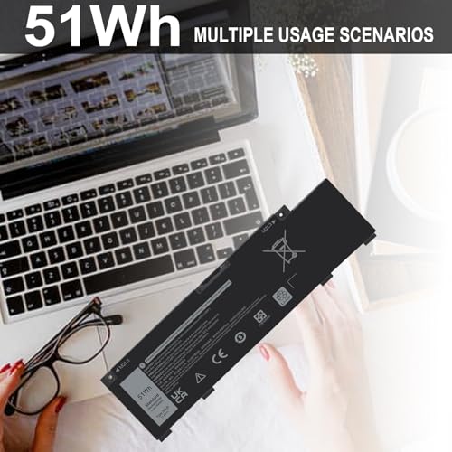 (11.4V 51Wh) 266J9 MV07R Battery Replacement for Dell G3 15 3500 3590 3790 G5 15 5500 SE 5505 P89F Inspiron 5490 INS 15PR-1545W 1548BR 1645W 1742BR 1742W Series 0415CG C9VNH PN1VN M4GWP 0M4GWP 0JJRRD - size: 9.44*2.64*0.31inch