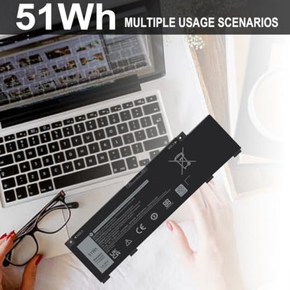 (11.4V 51Wh) 266J9 MV07R Battery Replacement for Dell G3 15 3500 3590 3790 G5 15 5500 SE 5505 P89F Inspiron 5490 INS 15PR-1545W 1548BR 1645W 1742BR 1742W Series 0415CG C9VNH PN1VN M4GWP 0M4GWP 0JJRRD - size: 9.44*2.64*0.31inch