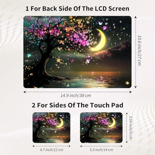 15.6 Inch Laptop Skin Sticker, Reusable Vinyl Cover Protector with 2 Wrist Pad Skins, Removable Waterproof Scratch-Resistant for 12-15.6 Inch Laptop Notebook,Beautiful Tree with Flowers - color: Beautiful Tree With Flowers