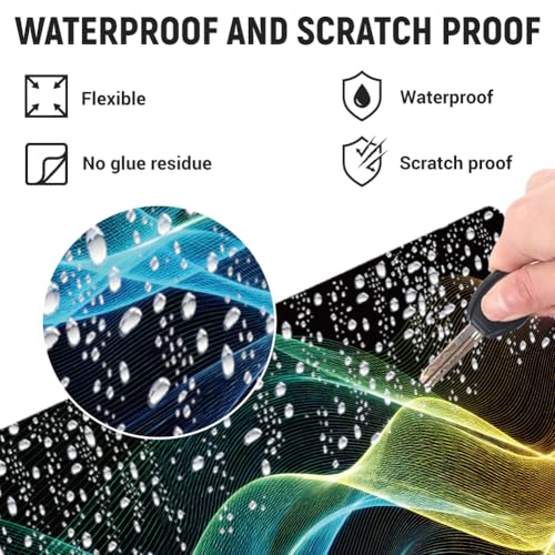 3Pcs Abstract Neon Laptop Skin Sticker Light Wave Universal Removable Vinyl Stickers Fits for 12.1 13 14 15.6 16 Inch Waterproof Notebook Decal Cover Gift - color: black and colorful yellow