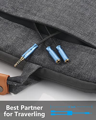 MillSO Headphone Mic Splitter 3.5mm Headset Adapter TRRS Male to 2 TRS Female [Nylon Braid & Young Series] Mic & Audio Y Splitter Cable for Gaming Headset to PC, Xbox, Laptop, PS4, PS5 | Nylon Braid, Mic & Audio Stereo Y Splitter Cable for Dual-plug Game