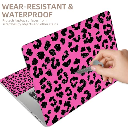 Universal Laptop Skin Sticker for 12/13/14/15.6 Inch Laptops, Reusable Vinyl Laptop Decal Cover, Waterproof Scratch Resistant Notebook Skin with 2 Wrist Pads,Mauve Leopard Print - color: Mauve Leopard Print