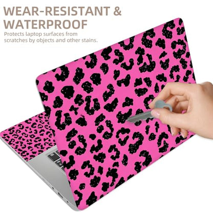 Universal Laptop Skin Sticker for 12/13/14/15.6 Inch Laptops, Reusable Vinyl Laptop Decal Cover, Waterproof Scratch Resistant Notebook Skin with 2 Wrist Pads,Mauve Leopard Print - color: Mauve Leopard Print