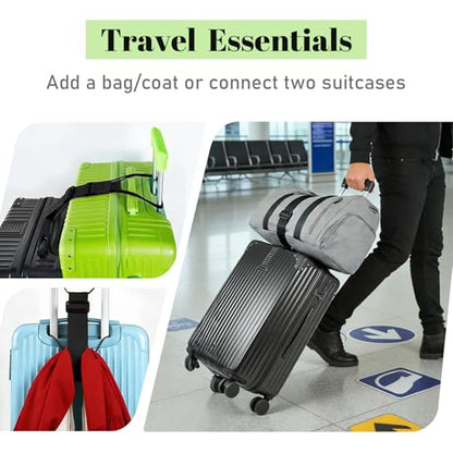 Multi Use Strong Adjustable Luggage Connector Straps for Suitcases,2 Pack Flexible Luggage Accessories Elastic Fastening Bag Strap (Black) - color: Black
