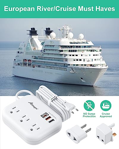 Alitayee PD30W USB C Travel Power Strip,European Travel Plug Adapter C/G/A | PD30W Fast Charger,3 USB,3 Outlets,4ft Extension Cord,International Plug Adapter,UK,Italy Spain France Germany Travel Cruise - style: PD30W-4FT-EU/UK/US Plug
