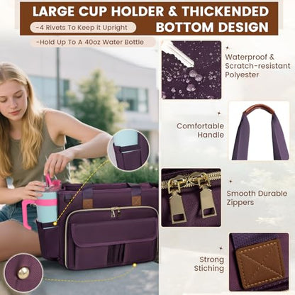 RAINSMORE Teacher Tote Bag 15.6 inch Laptop Bag for Women Work Bags Nurse Bag Lightweight Laptop Tote Computer Briefcase - color: Deep Purple