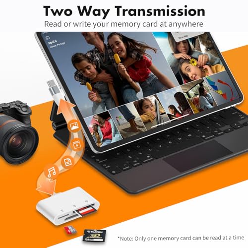 XD Card Reader for iPhone 17 16 15 14, 3-in-1 USB-C & Lightning SD Card Adapter for Olympus xD Picture Card, Micro SD Reader for MacBook, iPad, Android, Old Camera Photo Transfer