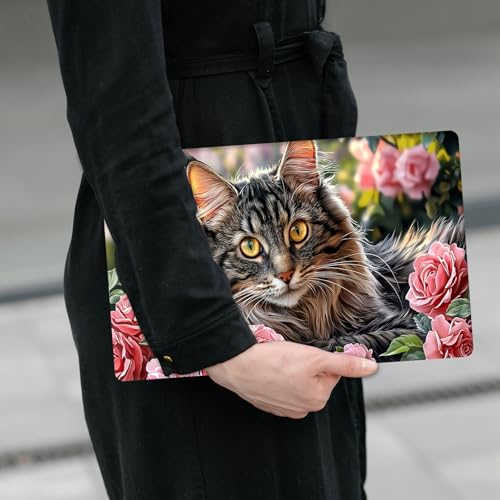 Laptop Skin Sticker Decal 12" 13" 13.3" 14" 15" 15.6",Waterproof Scratch Resistant Vinyl,Reusable Easy to Apply,for MacBook HP Dell Notebooks Netbooks Laptop,2 Wrist Pads,Cat Floral Pink - color: Cat Floral Pink