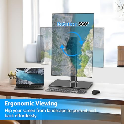 MOUNTUP Monitor Stand for Desk, Freestanding Monitor Mount Fits 13-32 inch Screen up to 17.6 lbs, Screen Stand with Swivel, Height, Rotation Adjustment, VESA Mount 100 x 100mm, 75 x 75mm - size: Single