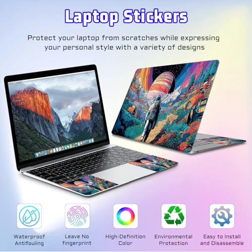 Universal Laptop Skin Sticker Decal, Compatible with MacBook HP Dell Lenovo 12"-15.6", Reusable Vinyl Notebook Cover 3PCS Set, High-Recognition Film-Trippy Astronaut Space Journey - color: Trippy Astronaut Space Journey