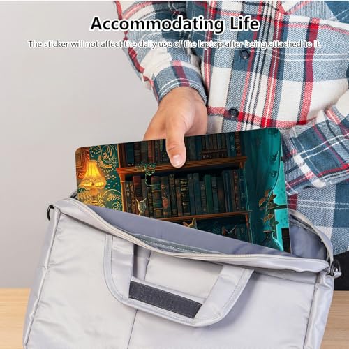 Universal Laptop Skin Sticker with 2 Wrist Pad Skins, Waterproof Scratch Resistant Vinyl Laptop Cover Decal, Cut to Fit for 11–15.6 Inch MacBook HP Dell Lenovo, Cat Library - color: Cat Library