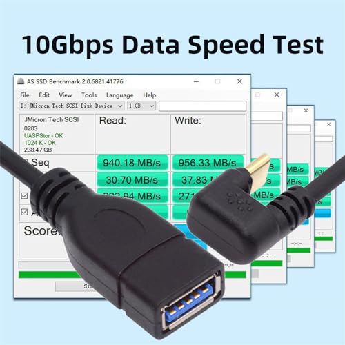 USB-C USB 3.1 Type-C Male to USB 3.0-A Female 10Gbps OTG Data Power Cable Opposite U Shape Back Angled - style: U Shape Back Cable