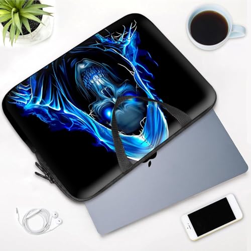 14 15 15.4 15.6 inch Laptop Handle Bag Computer Bag, Pouch Holder Notebook Sleeve Cover Soft Case Compatible for Dell,Lenovo,Toshiba HP, Asus Notebook-Blue Skull - color: Blue Skull