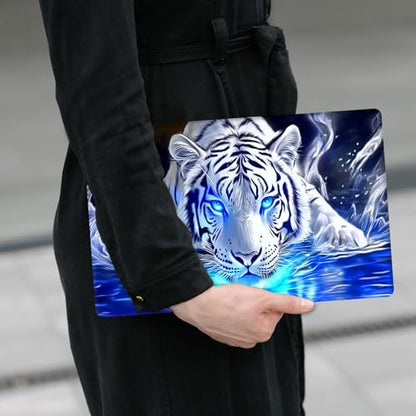 Laptop Skin Sticker Decal 12" 13" 13.3" 14" 15" 15.6",Waterproof Scratch Resistant Vinyl,Reusable Easy to Apply,for MacBook HP Dell Notebooks Netbooks Laptop,2 Wrist Pads,Blue Glitter Tiger - color: Blue Glitter Tiger
