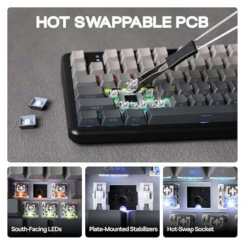 MechLands Aula F108 100% Wireless Gaming Keyboard, Full Size Custom Gasket Mechanical Keyboard, 4000mAh Battery, Programmable 108 Keys, Hot-Swappable, for Win/Mac (Black Gradient) - color: Black Gradient