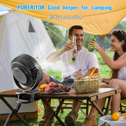 Clip on Fan Rechargeable, 8-Inch Battery Operated Desk Fan, USB Fan,5 Speeds, Strong Airflow, Sturdy Clamp for Golf Cart Office Desk Outdoor Travel Camping Tent Gym Treadmill,Black - color: Black