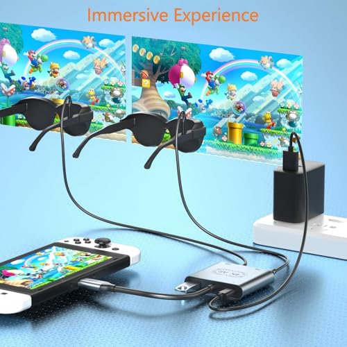 Xrea l Hub Adapter,4-in-1 Dual USB-C Display Hub, 4K@60Hz Video Output, PD 100W Input & USB 3.0 5Gbps,for Switch 2/Switch OLED/PS5/Mac/Laptops/Phone 17/16/15 - for Air 4/Air 3 Series AR Glasses - color: Silver