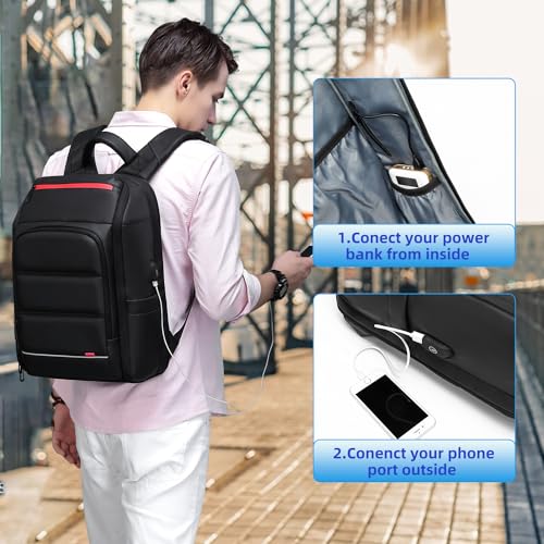 Laptop Backpack for Men,Multifunction Business 15.6 inch Laptop Backpack,with USB Charging Port Travel Bag, Black-03, Large