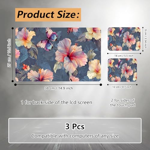 Laptop Skin Sticker for 12.1”-15.6“ Laptops (Fits 13”, 13.3”, 14”, 15”, 15.4”) | Protective Universal Reusable Vinyl Art Decal Cover | Waterproof & Scratch-Resistant-Flower Butterflies - color: Flower Butterflies