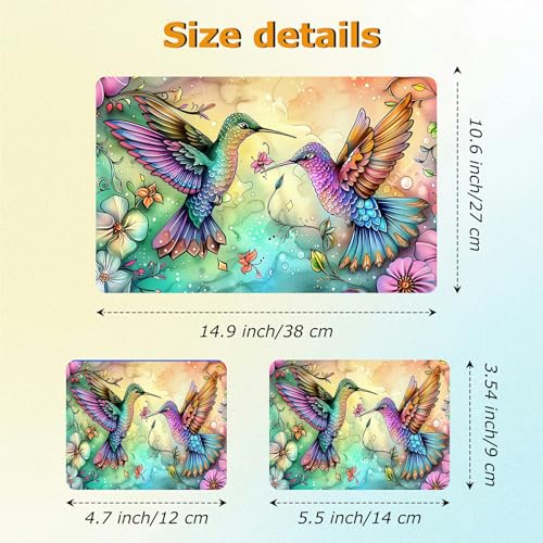Universal Laptop Skin Sticker with 2 Wrist Pad Decals, 3-Piece Removable Vinyl Laptop Cover, Hummingbirds Flowers Waterproof Anti-Scratch, Easy-Trim Fit for 13.3" 14" 15.6" Laptops - color: Hummingbirds Flowers