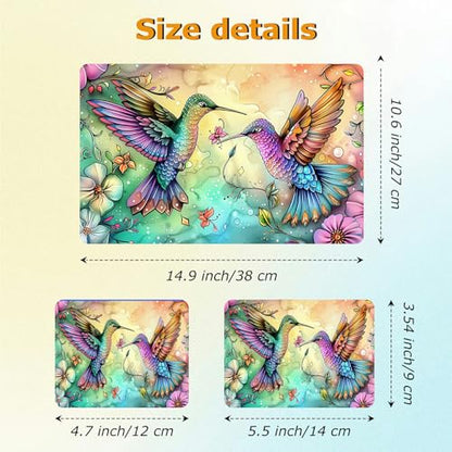 Universal Laptop Skin Sticker with 2 Wrist Pad Decals, 3-Piece Removable Vinyl Laptop Cover, Hummingbirds Flowers Waterproof Anti-Scratch, Easy-Trim Fit for 13.3" 14" 15.6" Laptops - color: Hummingbirds Flowers