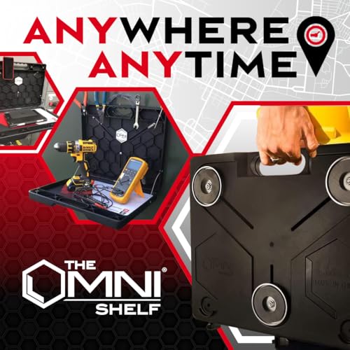 The OmniShelf Magnetic Portable Workstation + Toolbox, Computer & Laptop Stand, Multimeter Case, Utility Shelf w/ 40 lb Capacity, Hands Free Workstation Attaches to HVAC, Trucks & More (3 Count) - size: 3 Count