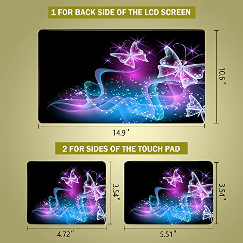 icolor Laptop Skin Sticker Decal 12 13 13.3 14 15 15.4 15.6 inch Personalized Universal Notebook Vinyl Skin Stickers Cover Art Decal Computer Protector (Black/Butterfly) - color: Black/butterfly