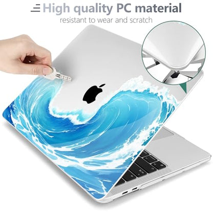 Batianda AstroGrid Case for MacBook Air 13 inch 2018-2020, Blue Waves | Fits Model A2337 M1/A2179/A1932, with Blue Ocean Wave Design, Slim Hard Shell For Surfers, Students And Beach Lovers - color: Blue Waves