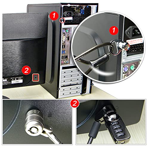 Silver Metal Desktop Computer Lock with Key, Anti-Theft, Modern Style, Works with Most Desktops & Docking Stations