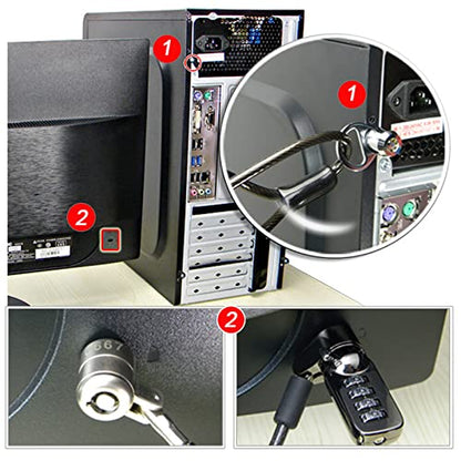 Silver Metal Desktop Computer Lock with Key, Anti-Theft, Modern Style, Works with Most Desktops & Docking Stations