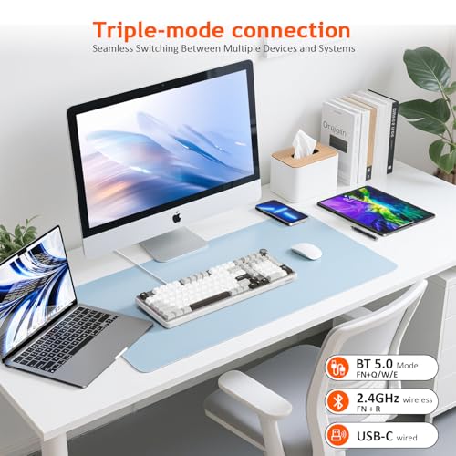 Wireless Mechanical Gaming Keyboard, Tri-Mode Connectivity (Bluetooth 5.0/2.4GHz/USB-C), Hot-Swappable, RGB Backlit,101-Key Layout Keyboard with Volume Knob for PC, Laptop, Tablet