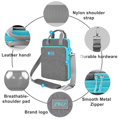 Laptop Shoulder Bag 12.3-13 inch Case Sleeve, Expandable Handbag with Valuables Compartment Compatible with MacBook Air/Pro/Neo 13", iPad 12.9"/13"/11", Shockproof,Gray-Blue edge - color: Gray-blue Edge