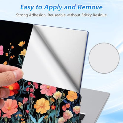 Universal Laptop Skin Sticker Decal with 2 Wrist Pad Skins, Waterproof Scratch Vinyl Cover for 11–15.6 Inch MacBook, HP, Dell, Lenovo, Cutable & Reusable,Dark Wildflower Meadow - color: Dark Wildflower Meadow