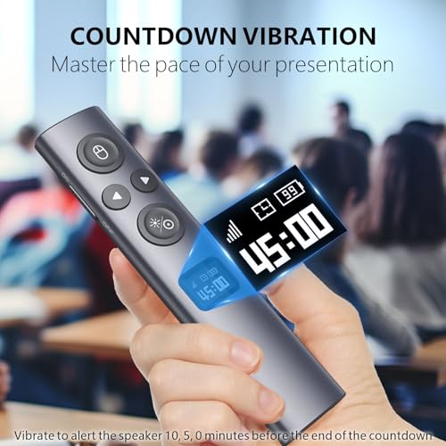 Norwii N95s Presentation Clicker for PowerPoint with Digital Laser Pointer | ①Magnify/Highlight/Air Mouse②TV Screen & Projector③OLED Battery Level Display④Vibration Countdown reminder⑤USB-C Rechargeable - color: Green - BLE&USB-A