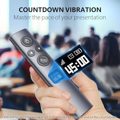 Norwii N95s Presentation Clicker for PowerPoint with Digital Laser Pointer | ①Magnify/Highlight/Air Mouse②TV Screen & Projector③OLED Battery Level Display④Vibration Countdown reminder⑤USB-C Rechargeable - color: Green - BLE&USB-A